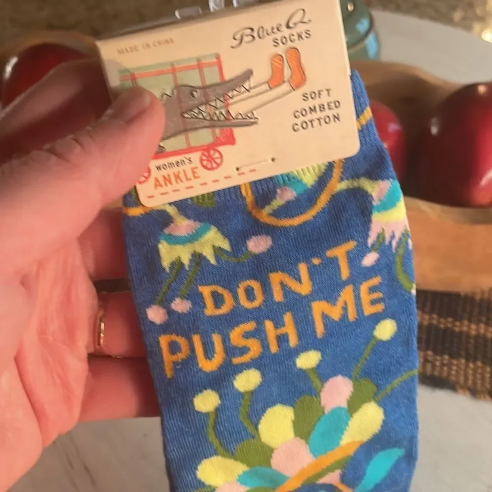NWT Blue Q “Don’t Push Me” ankle socks